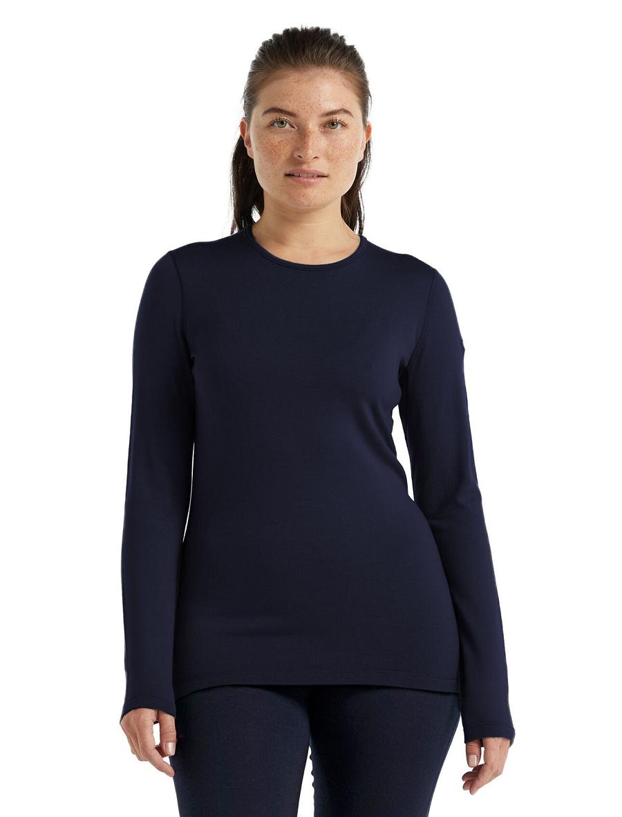 Midnight Navy Icebreaker Merino 260 Tech Long Sleeve Crewe Thermal Top Women\'s Base Layers | AU 1922XYUF